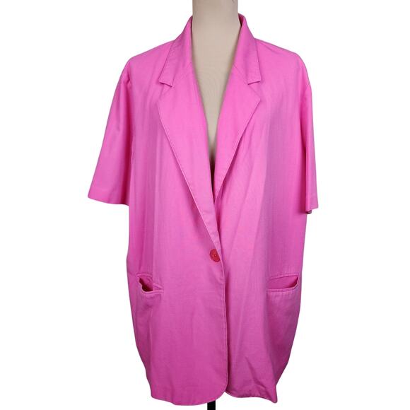 Hot Pink XXL Short Sleeve Blazer Jacket - Picture 1 of 3